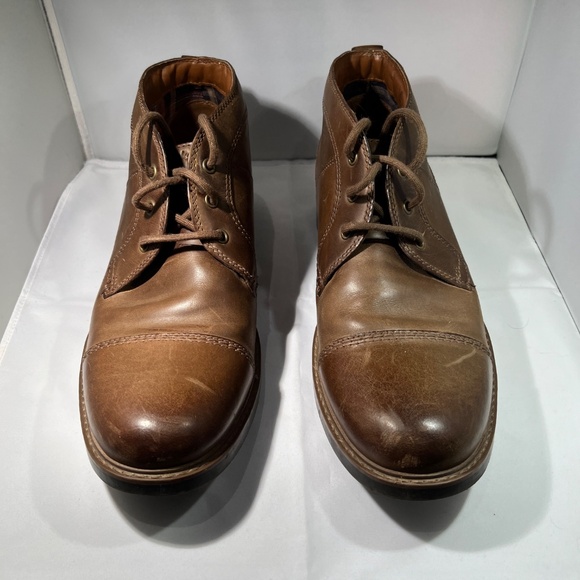 Clarks Men’s Leather Cap Toe Ankle Boots – Brown (Size 12) - Picture 3 of 10